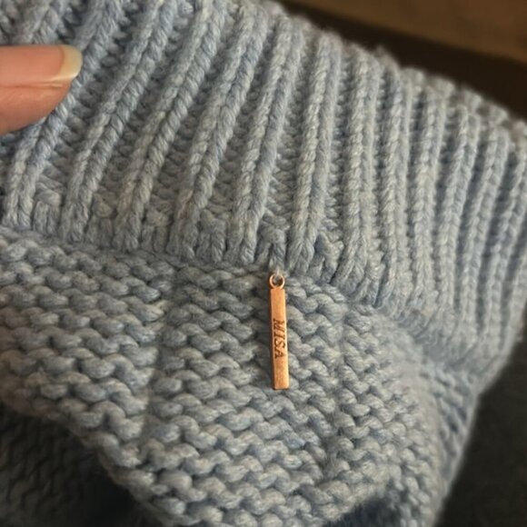 Misa Los Angeles Sanja Open Shoulder Mock Neck Sweater Blue small - Picture 5 of 7